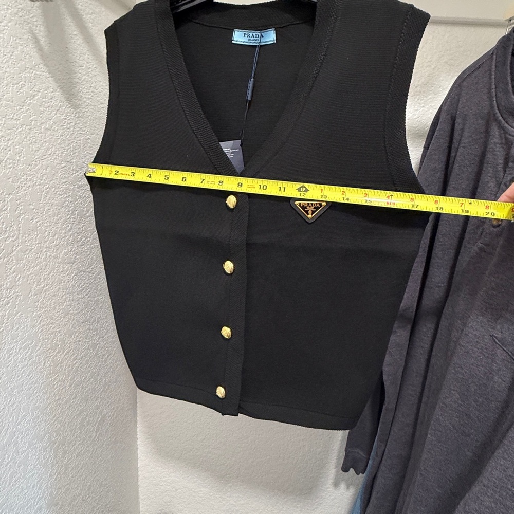 Prada Black Knit Vest with Gold Buttons NWT M/L - Picture 6 of 9